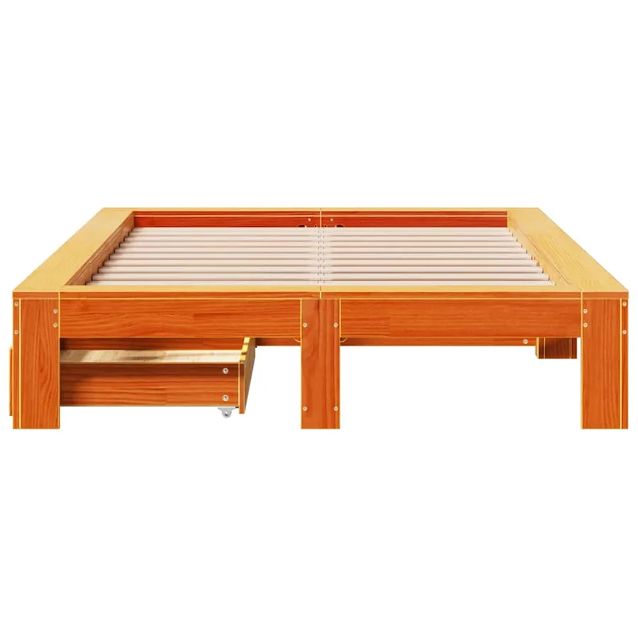 Cadre de lit sans matelas cire marron 120x190cm bois pin massif - 4