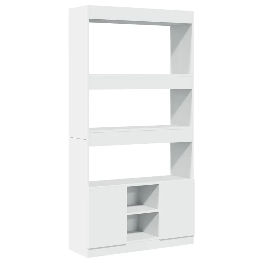 Buffet haut blanc 92x33x180 cm bois d'ingénierie - 2