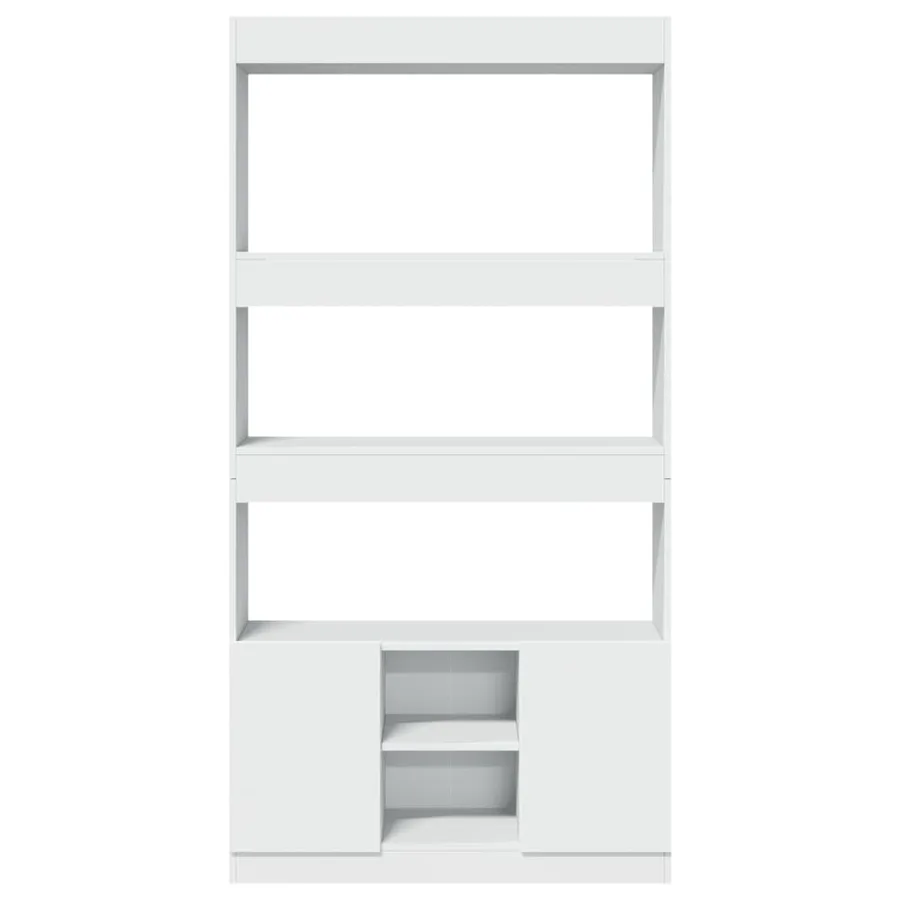 Buffet haut blanc 92x33x180 cm bois d'ingénierie - 5
