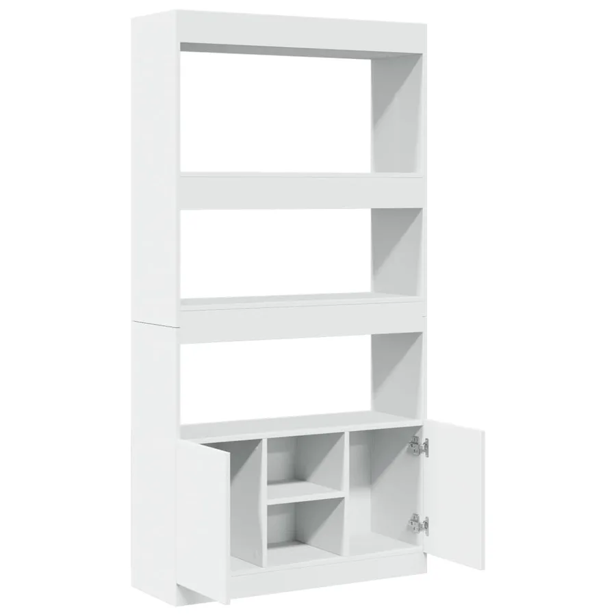 Buffet haut blanc 92x33x180 cm bois d'ingénierie - 8