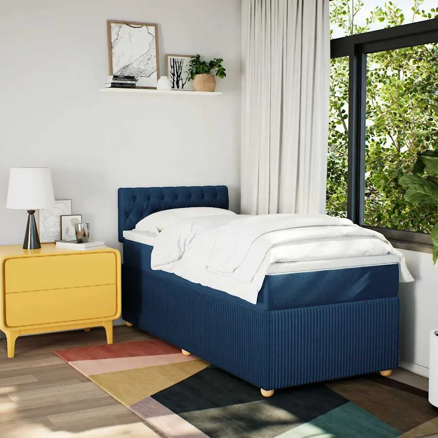 Sommier à lattes de lit avec matelas Bleu 80x200 cm Tissu - 3