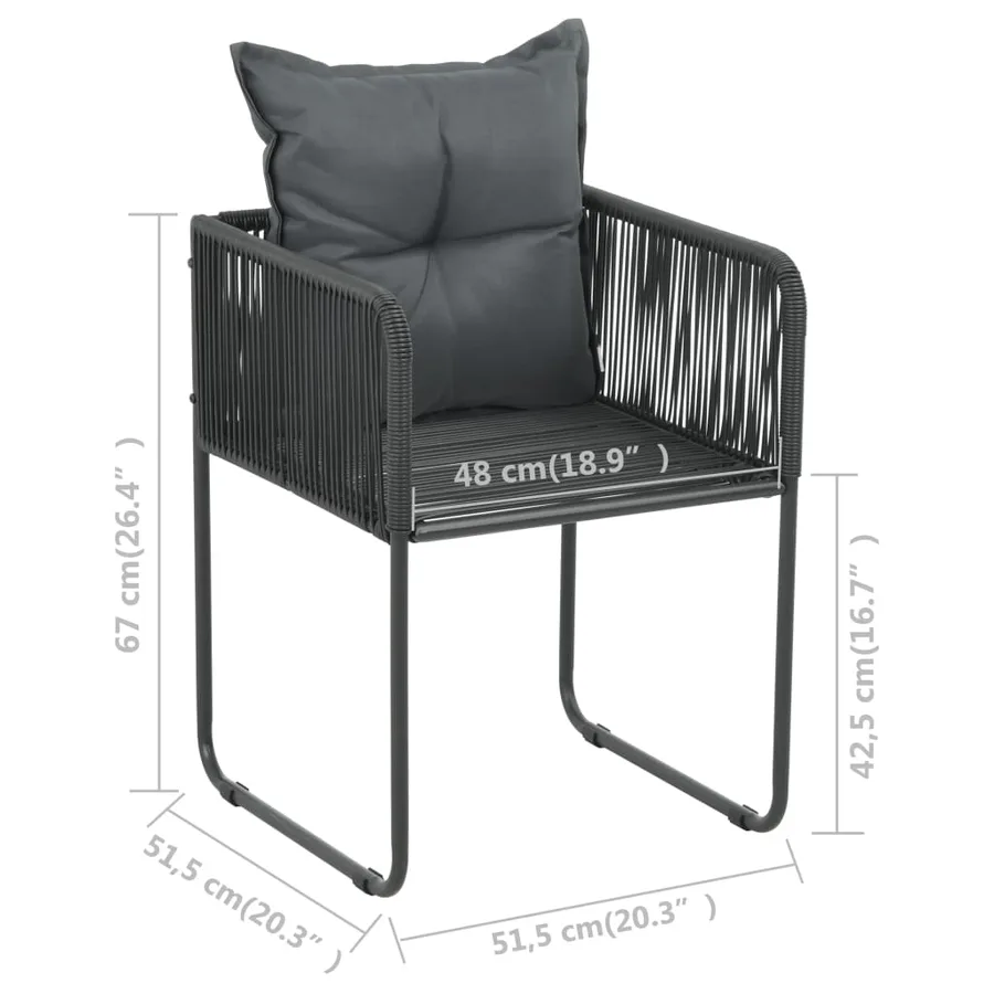 Ensemble à manger de jardin 3 pcs PVC résine tressée noir - 10