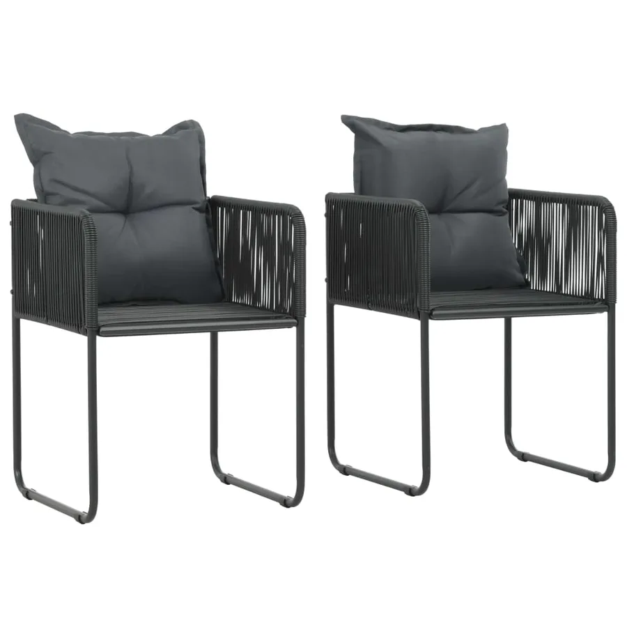 Ensemble à manger de jardin 3 pcs PVC résine tressée noir - 4