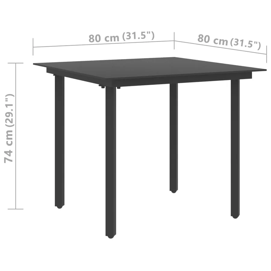 Ensemble à manger de jardin 3 pcs PVC résine tressée noir - 9