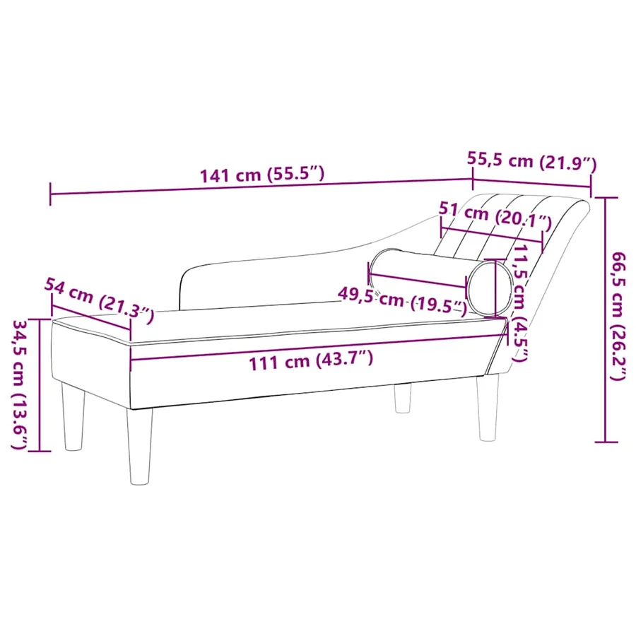 Chaise longue avec coussins rouge bordeaux velours - 8