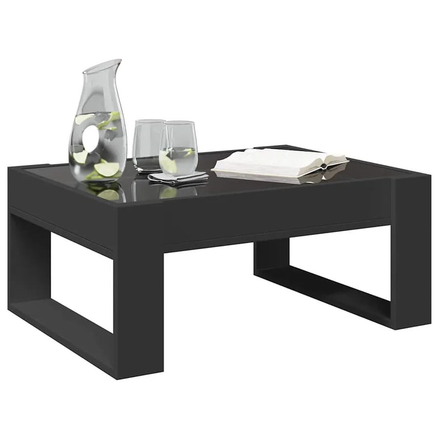 Table basse avec LED infini noir 70x53x30 cm - 5