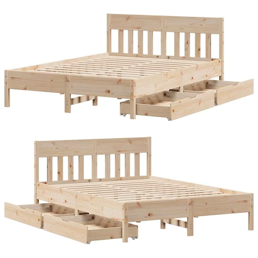 Cadre de lit sans matelas 120x200 cm bois de pin massif - 9