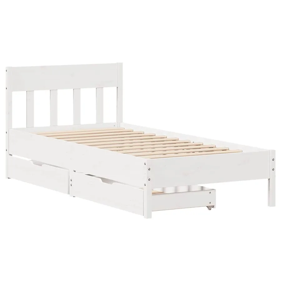 Cadre de lit sans matelas blanc 90x200 cm bois de pin massif - 3