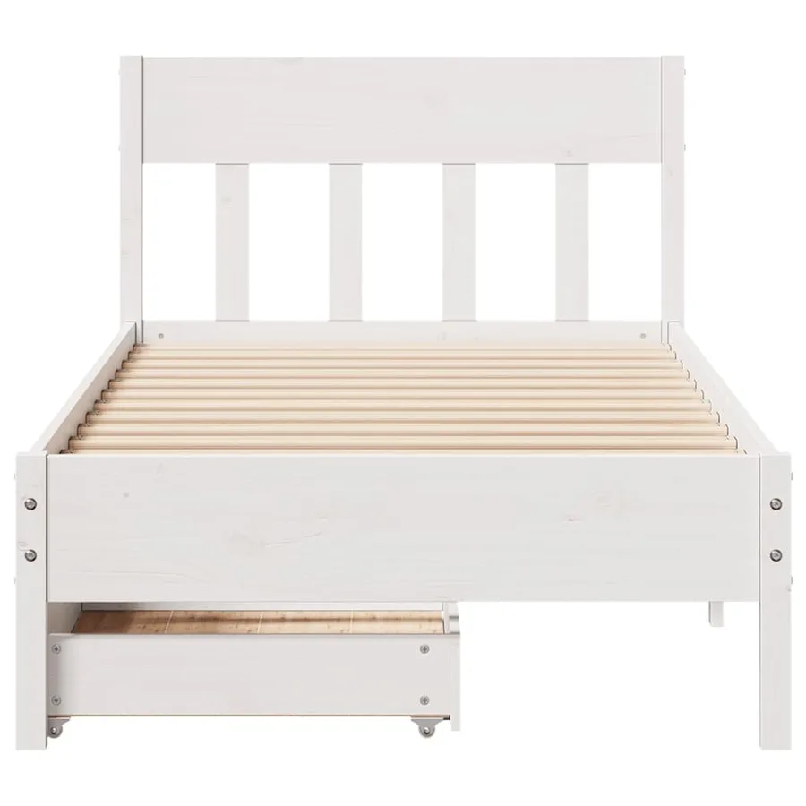 Cadre de lit sans matelas blanc 90x200 cm bois de pin massif - 4