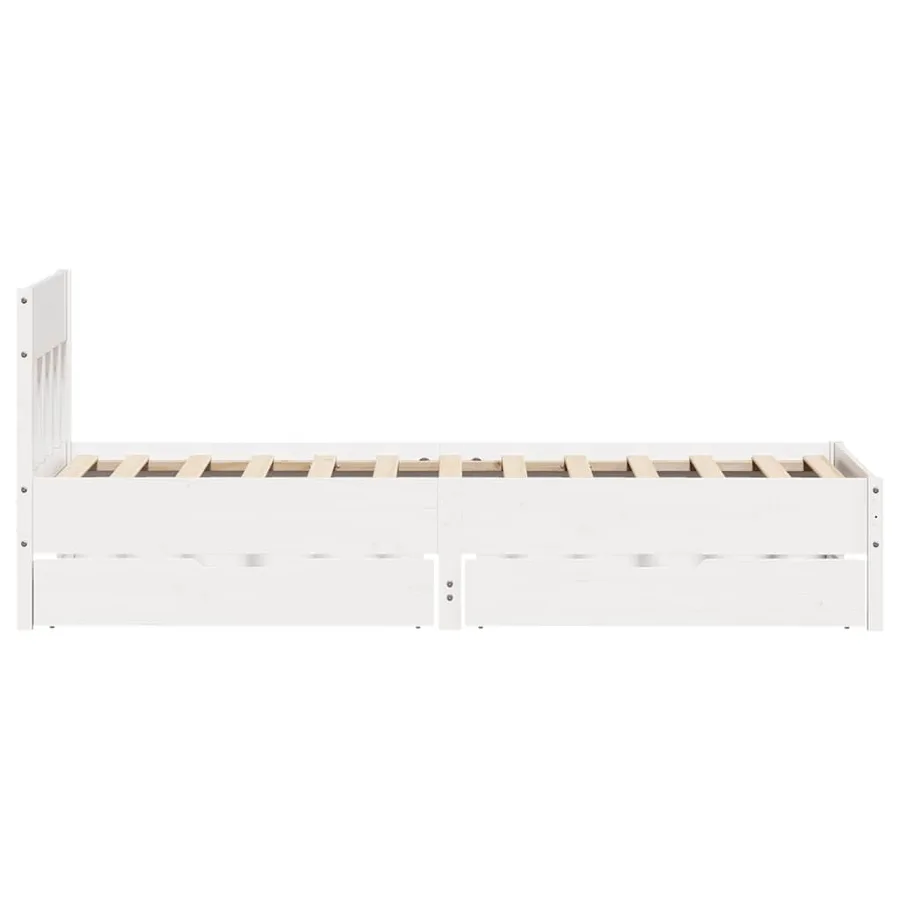 Cadre de lit sans matelas blanc 90x200 cm bois de pin massif - 7