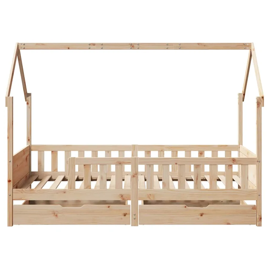 Cadre de lit enfants avec tiroirs sans matelas 80x200 cm bois - 4