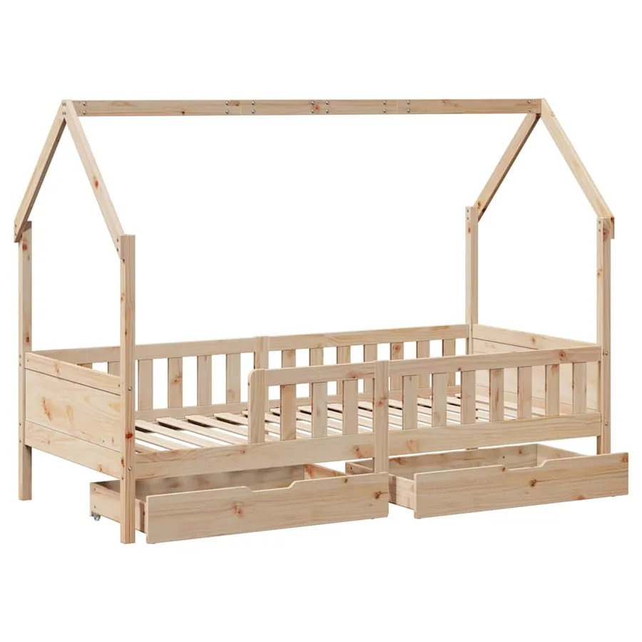Cadre de lit enfants avec tiroirs sans matelas 80x200 cm bois - 9