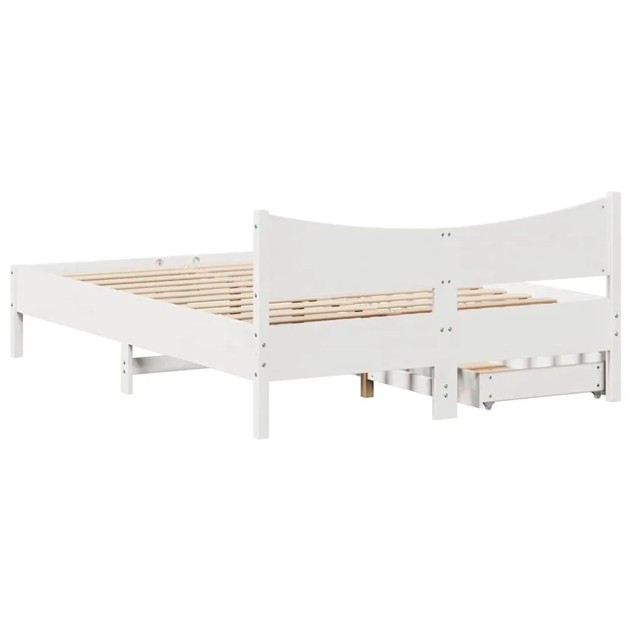 Cadre de lit avec tiroirs blanc 140x200 cm bois de pin massif - 8