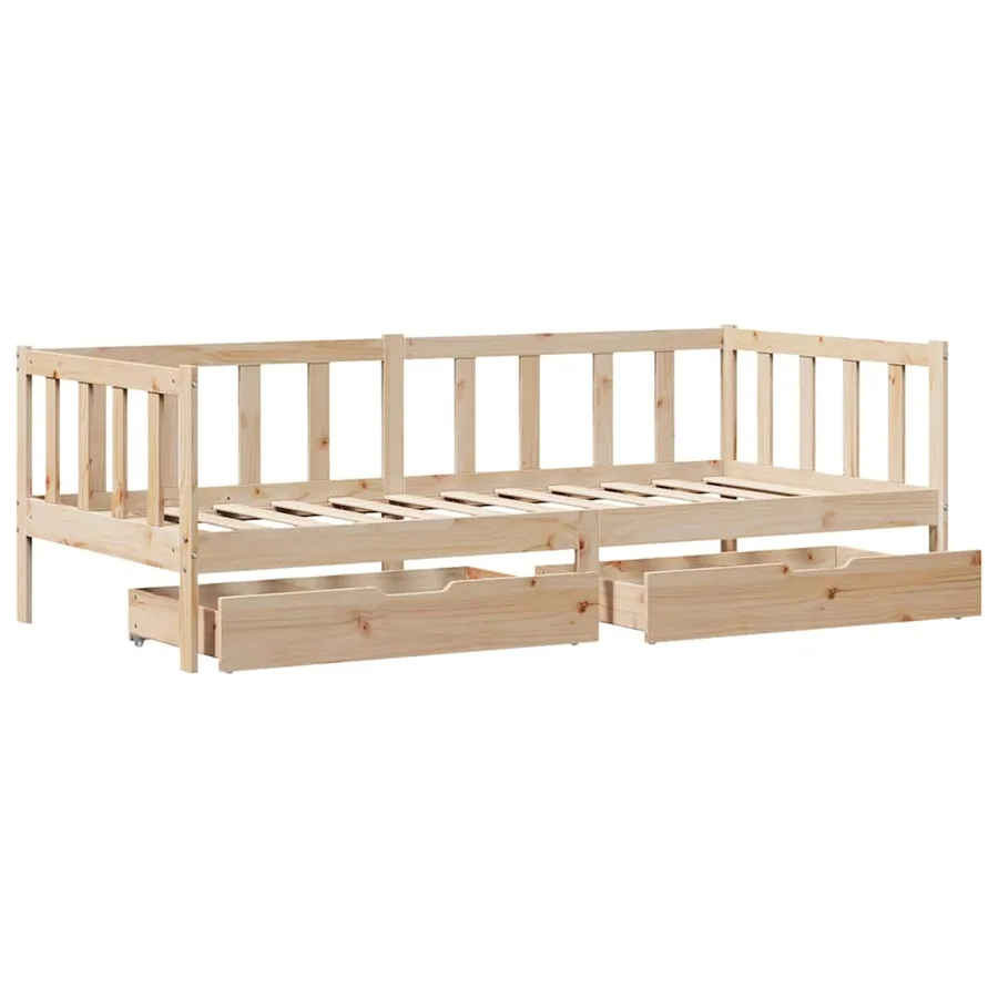 Lit de jour avec tiroirs sans matelas 80x200 cm bois massif - 10