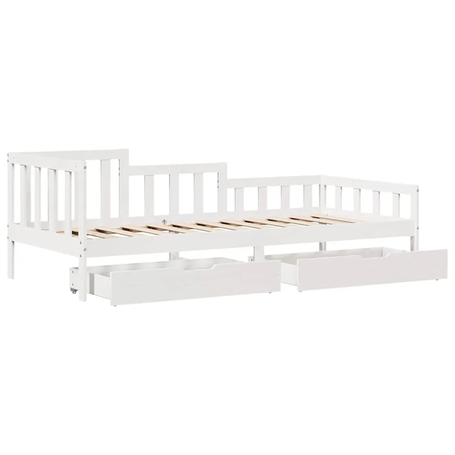 Lit de jour et tiroirs sans matelas blanc 80x200 cm bois massif - 5