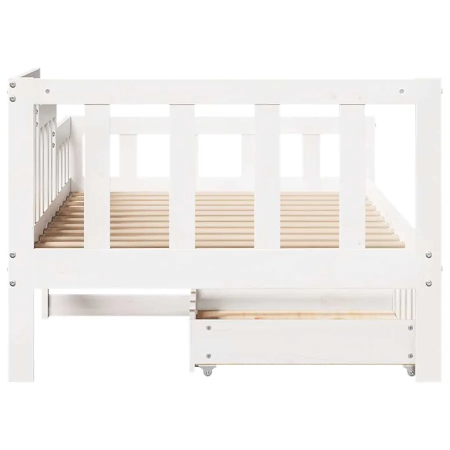 Lit de jour et tiroirs sans matelas blanc 80x200 cm bois massif - 7