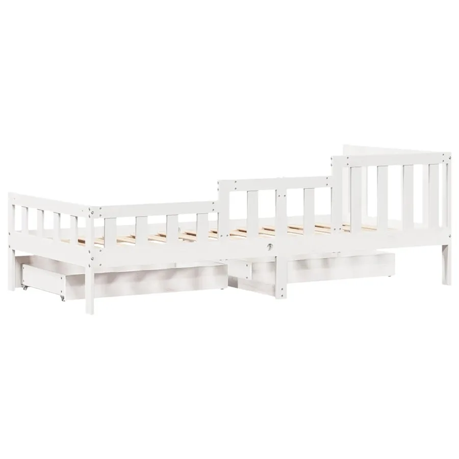 Lit de jour et tiroirs sans matelas blanc 80x200 cm bois massif - 8
