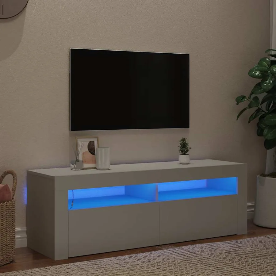 Meuble TV avec lumières LED blanc 120x35x40 cm