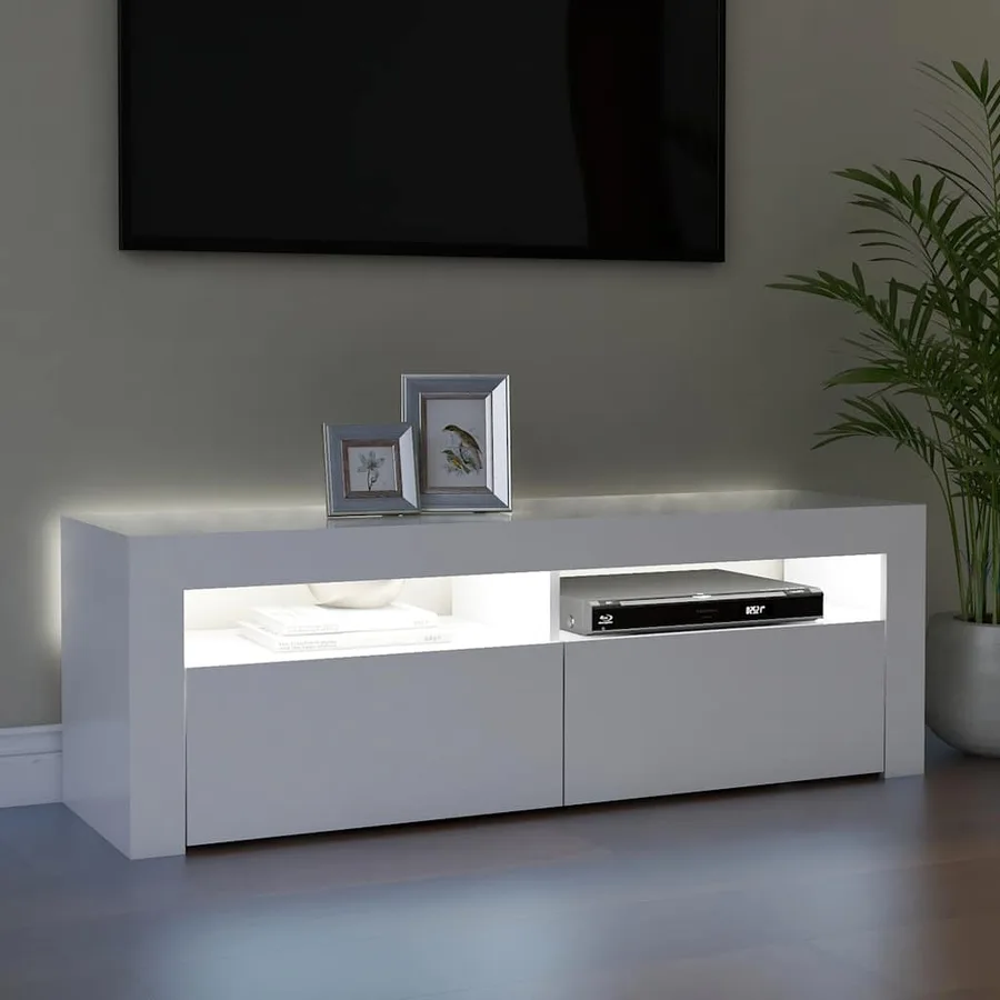 Meuble TV avec lumières LED blanc 120x35x40 cm - 4