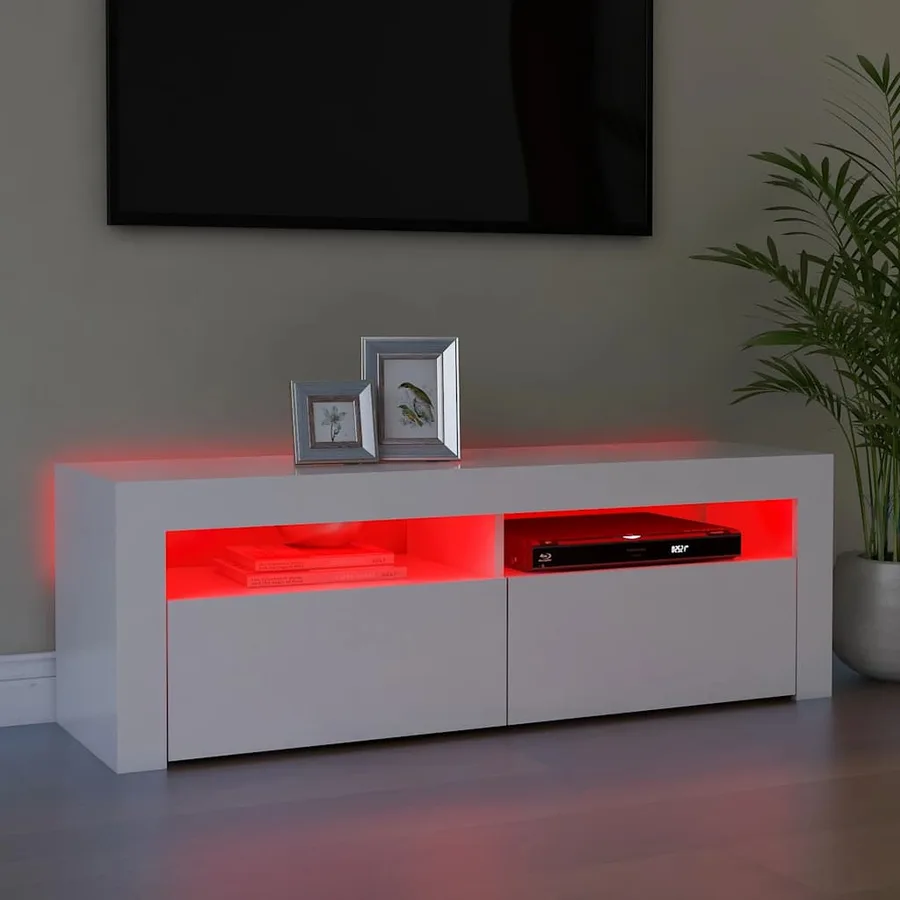 Meuble TV avec lumières LED blanc 120x35x40 cm - 5