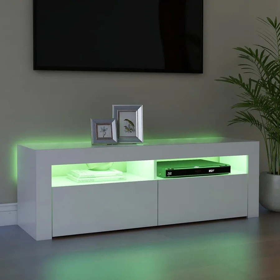 Meuble TV avec lumières LED blanc 120x35x40 cm - 6