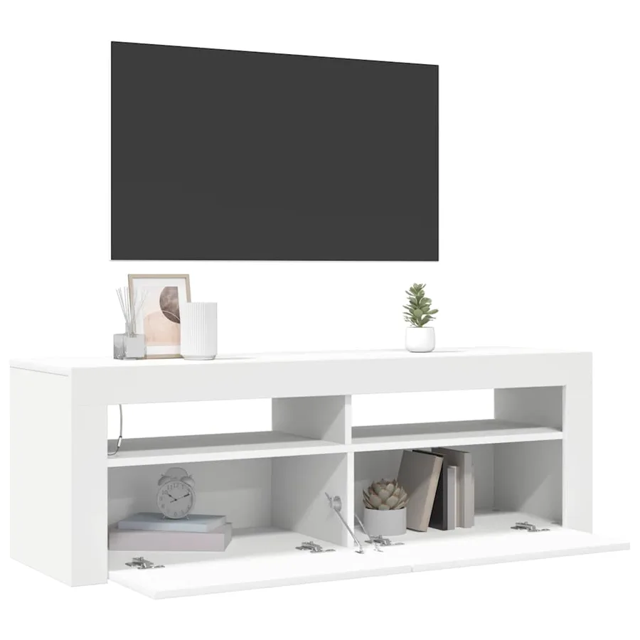 Meuble TV avec lumières LED blanc 120x35x40 cm - 7