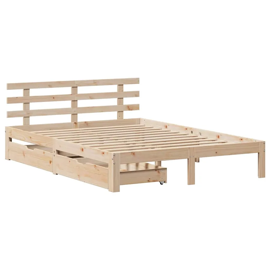 Cadre de lit avec tiroirs sans matelas 140x190 cm - 3
