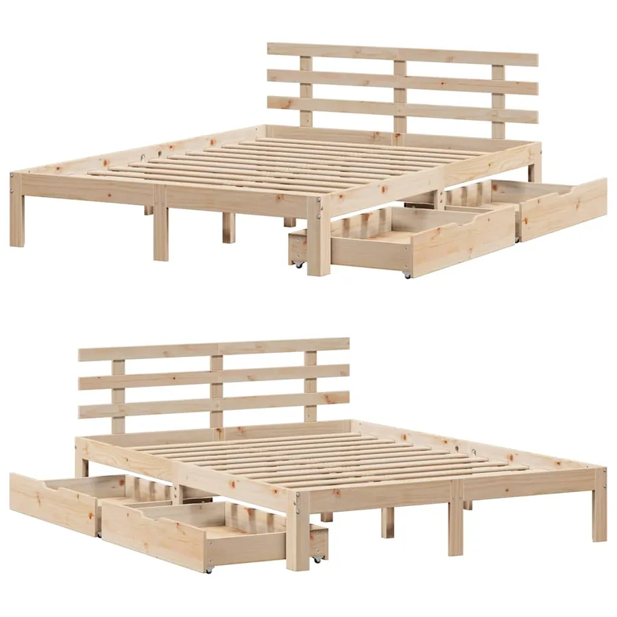 Cadre de lit avec tiroirs sans matelas 140x190 cm - 9