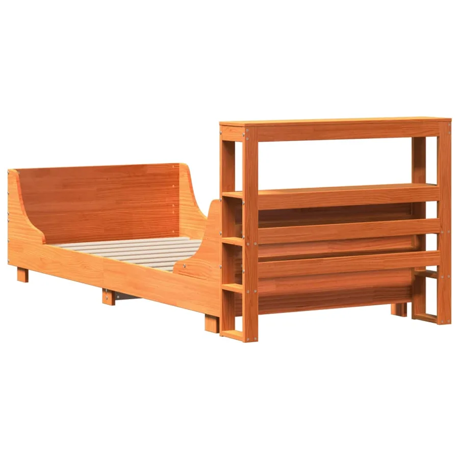 Cadre de lit sans matelas cire marron 75x190 cm bois pin massif - 8