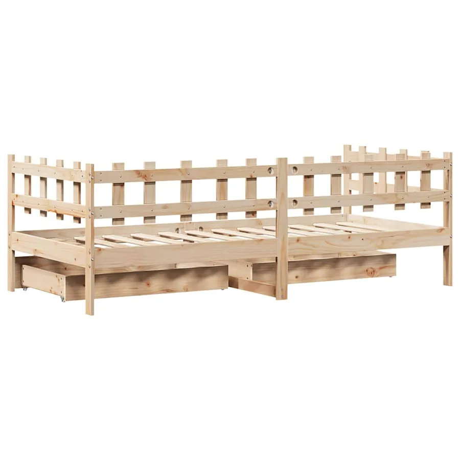 Lit de jour avec tiroirs sans matelas 80x200 cm bois massif - 8