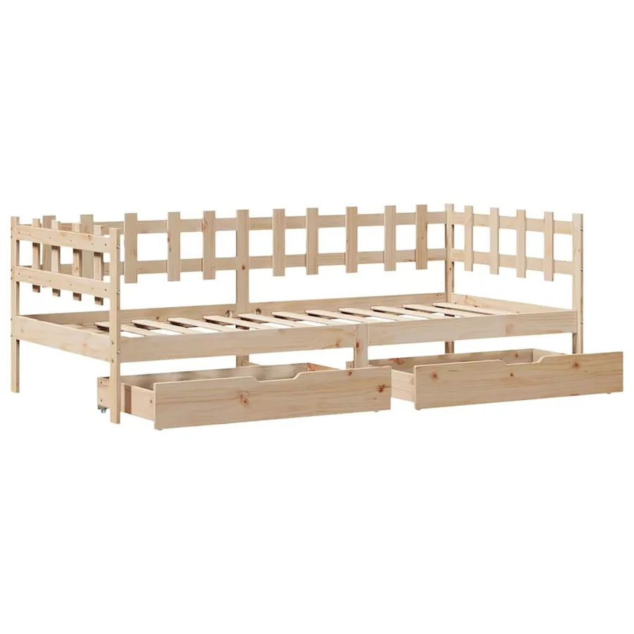 Lit de jour avec tiroirs sans matelas 80x200 cm bois massif - 9