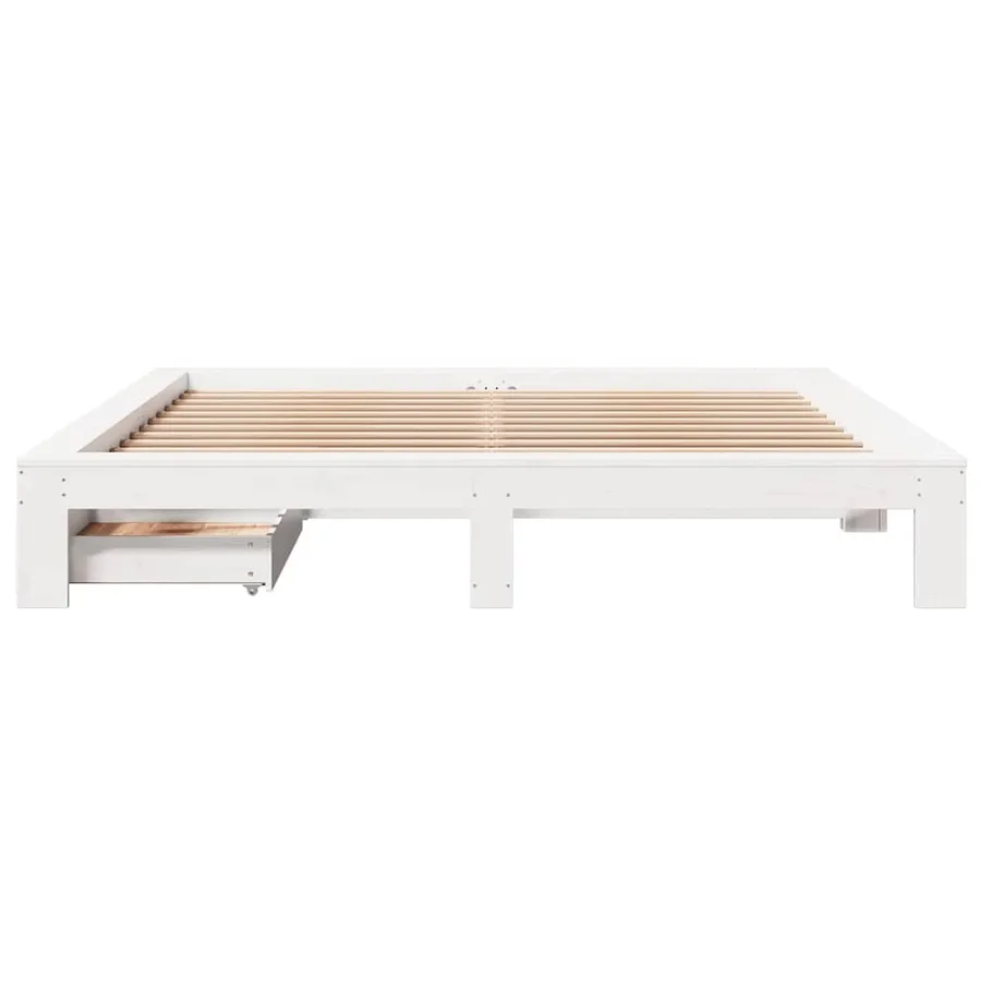 Cadre de lit sans matelas blanc 180x200 cm bois massif de pin - 4