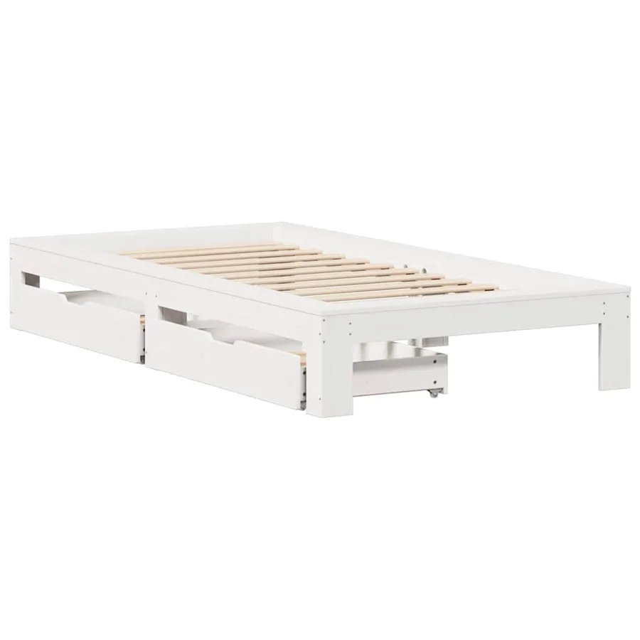 Cadre de lit sans matelas blanc 100x200 cm bois de pin massif - 3