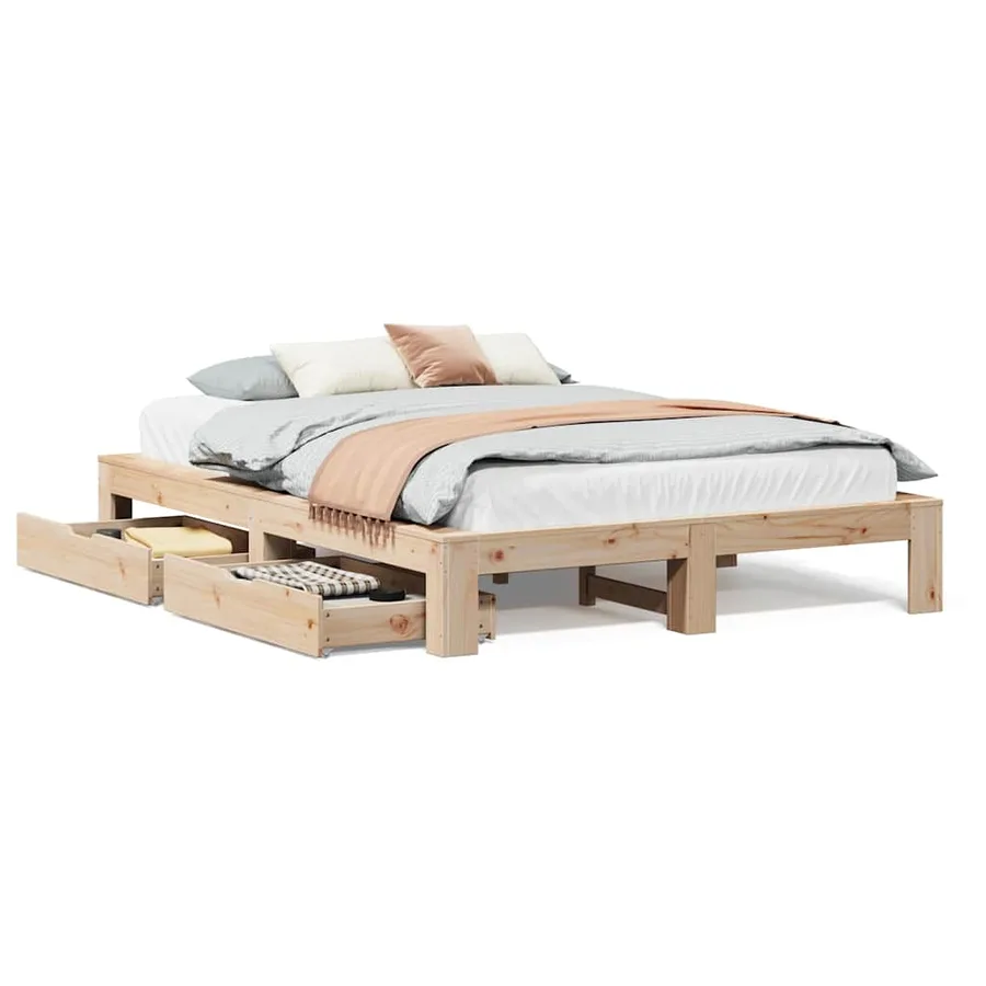 Cadre de lit sans matelas 160x200 cm bois massif de pin - 2