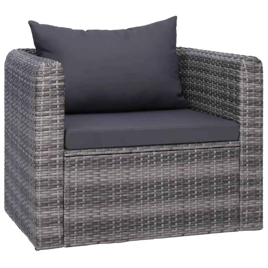 Salon de jardin 9 pcs avec coussins Résine tressée Gris - 16