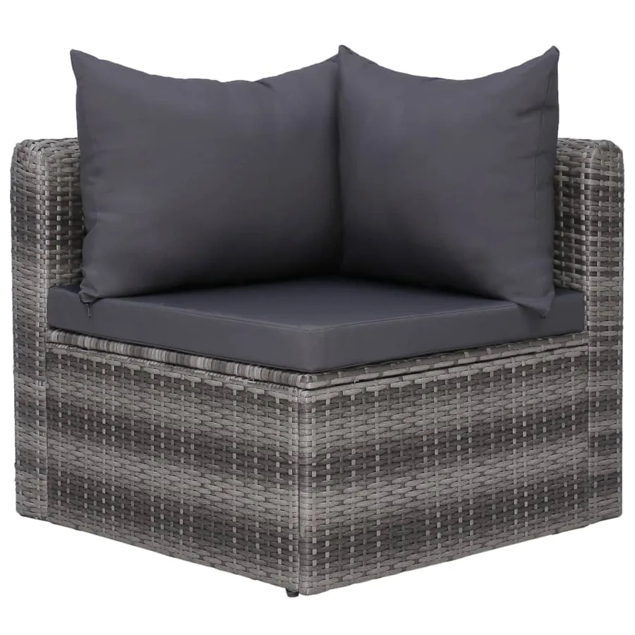 Salon de jardin 9 pcs avec coussins Résine tressée Gris - 7