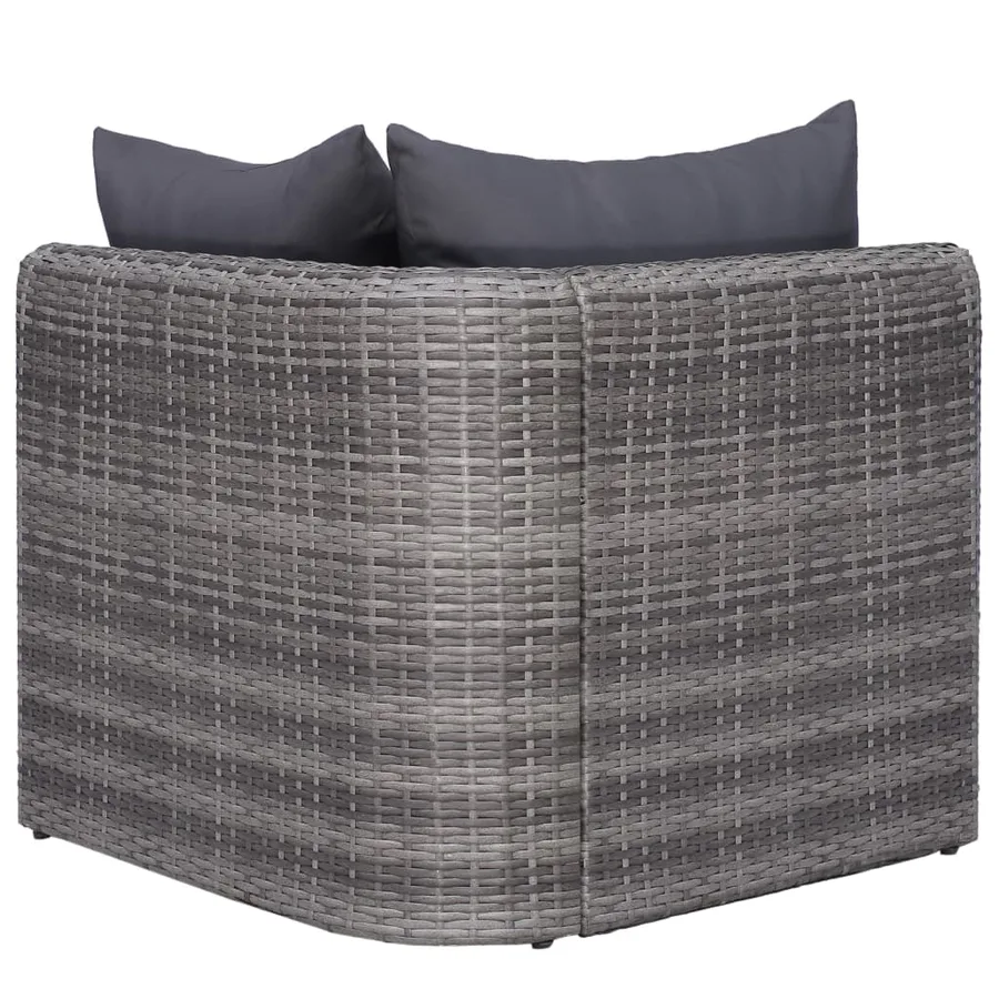 Salon de jardin 9 pcs avec coussins Résine tressée Gris - 8