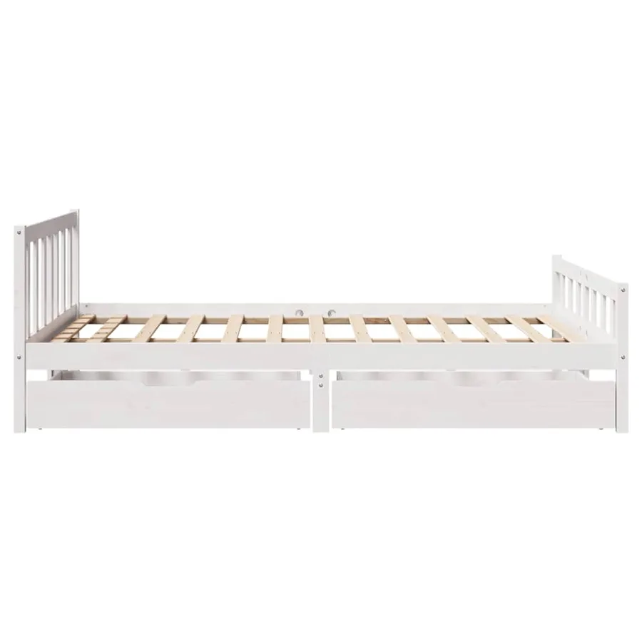 Cadre de lit sans matelas blanc 160x200 cm bois de pin massif - 5