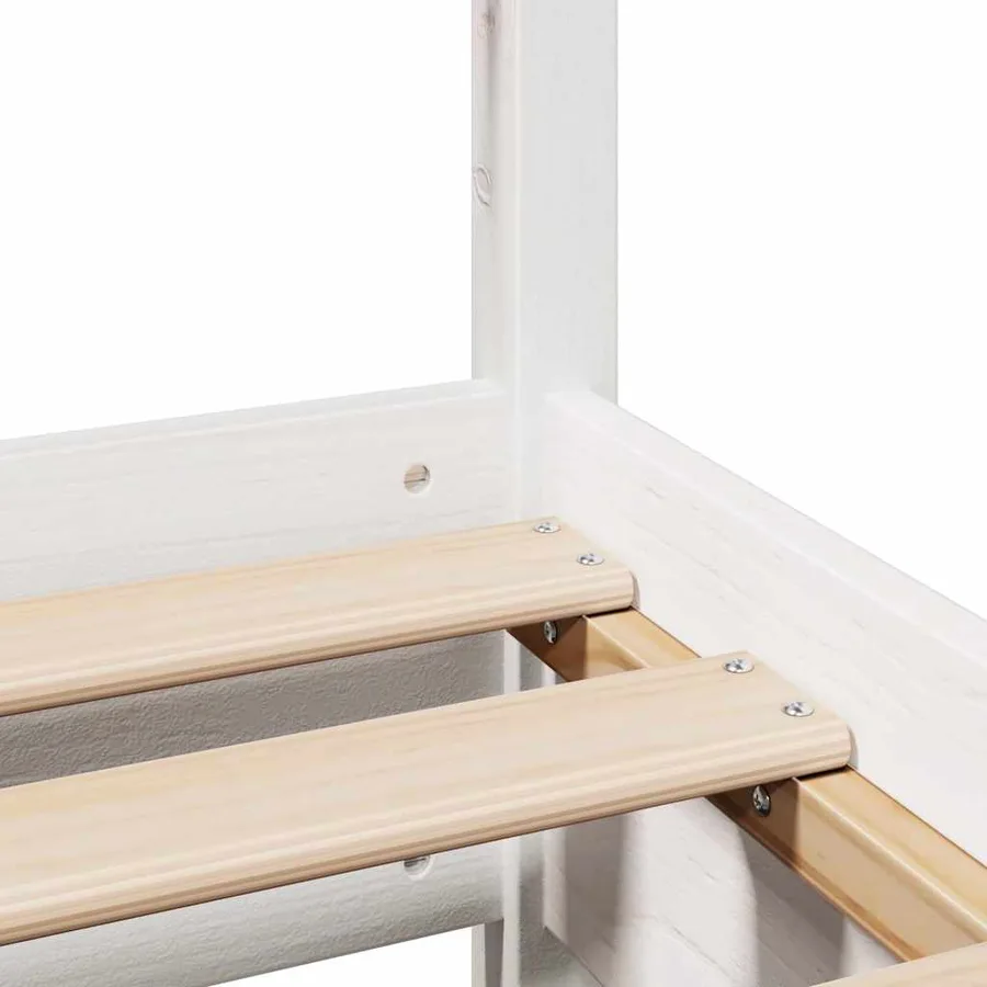 Cadre de lit sans matelas blanc 150x200 cm bois de pin massif - 10
