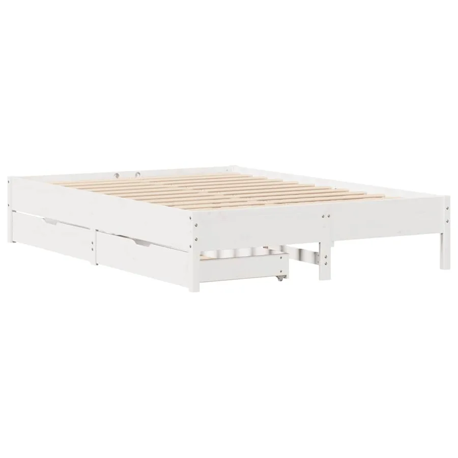 Cadre de lit sans matelas blanc 140x200 cm bois de pin massif - 3