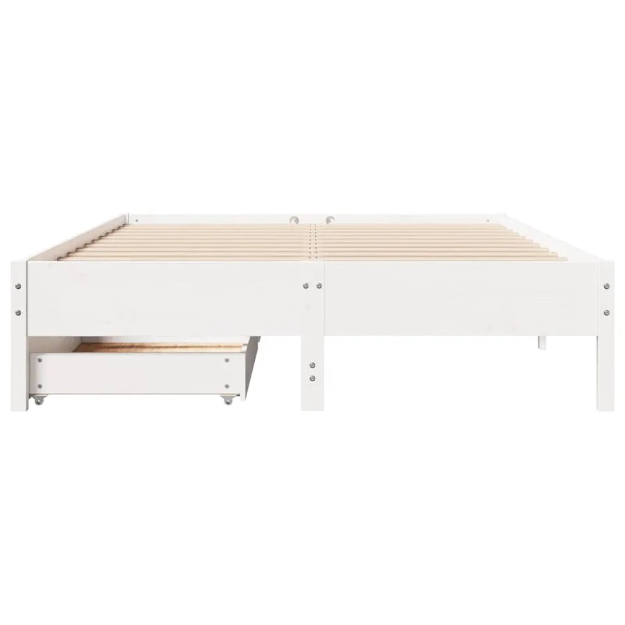 Cadre de lit sans matelas blanc 140x200 cm bois de pin massif - 4