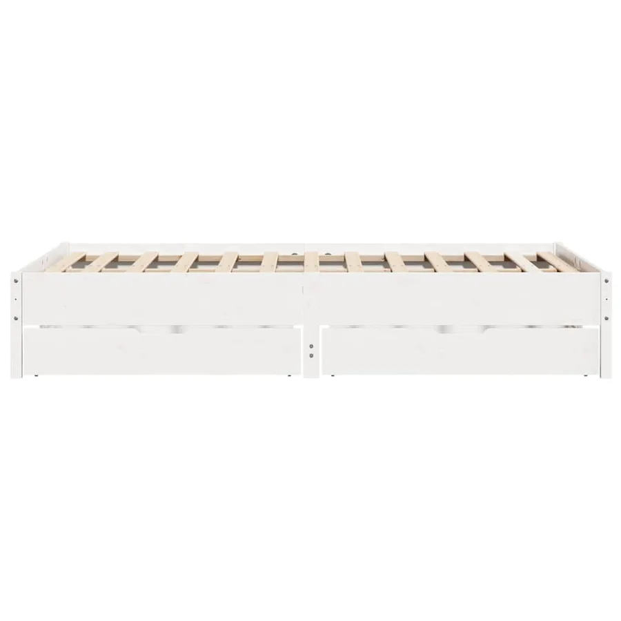 Cadre de lit sans matelas blanc 140x200 cm bois de pin massif - 7