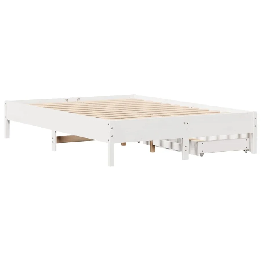 Cadre de lit sans matelas blanc 140x200 cm bois de pin massif - 8