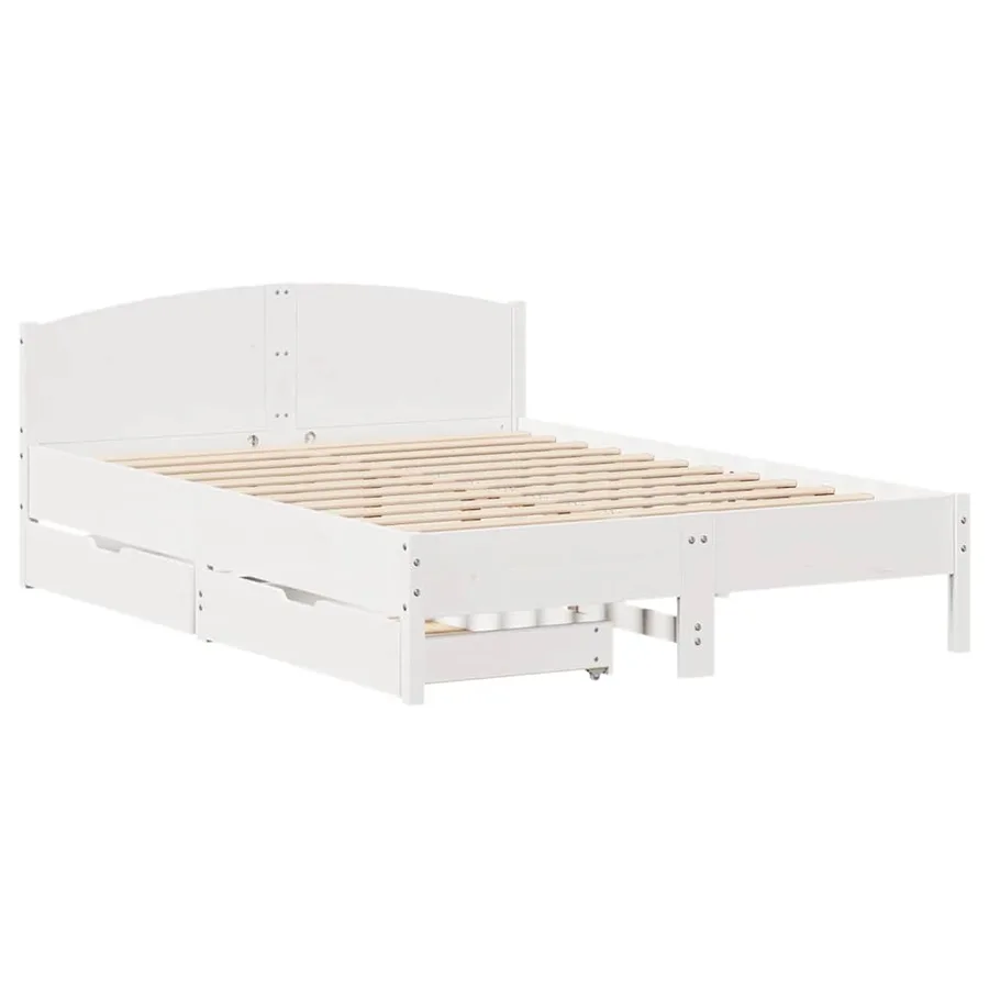 Cadre de lit sans matelas blanc 160x200 cm bois de pin massif - 3