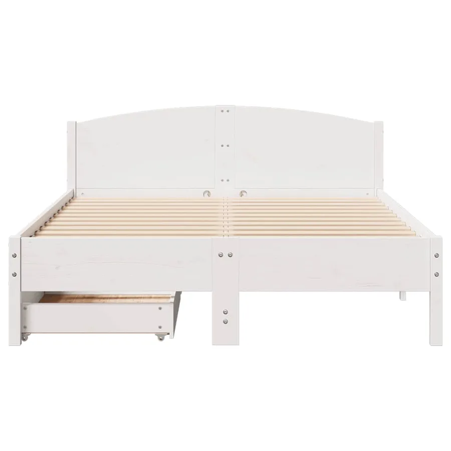 Cadre de lit sans matelas blanc 160x200 cm bois de pin massif - 4