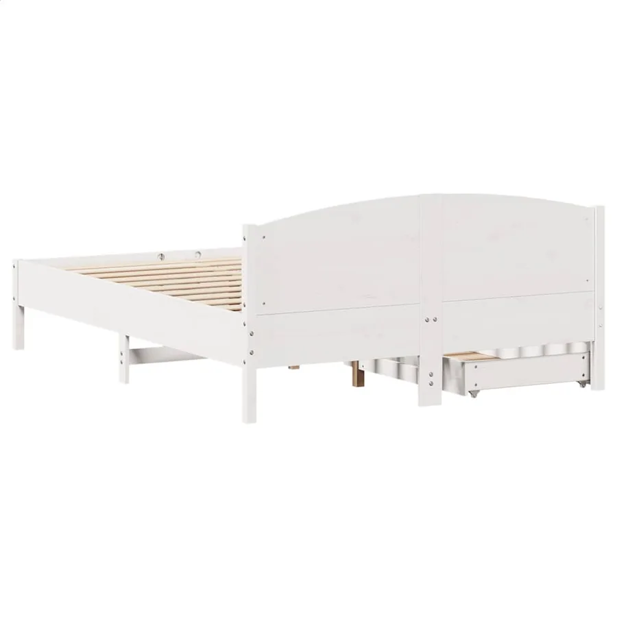 Cadre de lit sans matelas blanc 160x200 cm bois de pin massif - 8