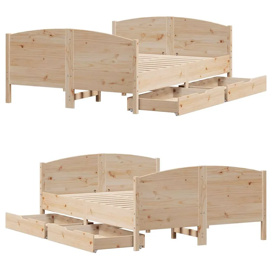 Cadre de lit sans matelas 120x200 cm bois de pin massif - 9