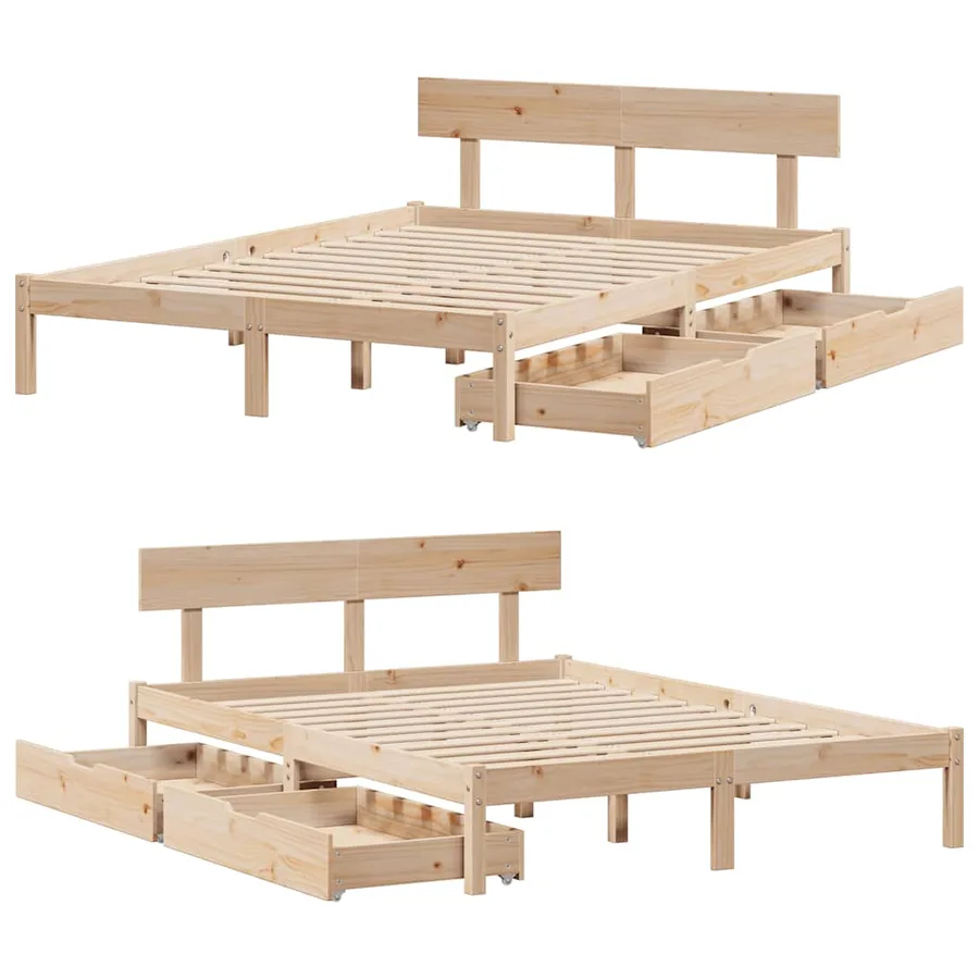 Cadre de lit sans matelas 120x200 cm bois de pin massif - 9
