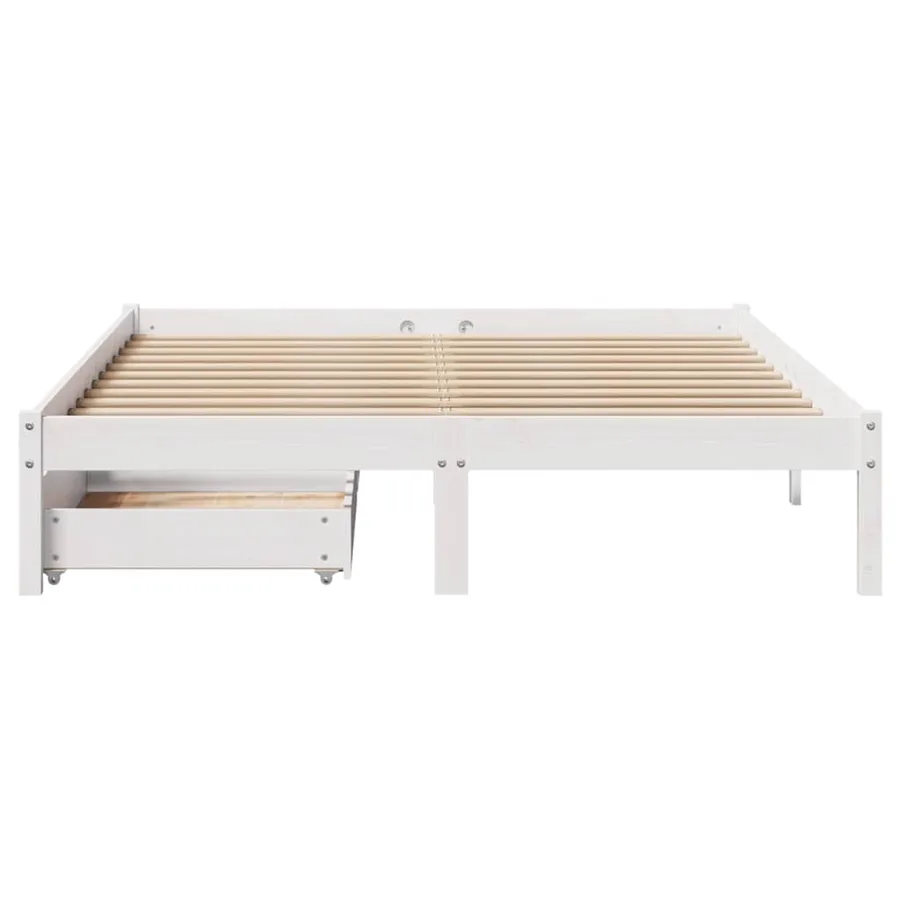 Cadre de lit sans matelas blanc 160x200 cm bois de pin massif - 4