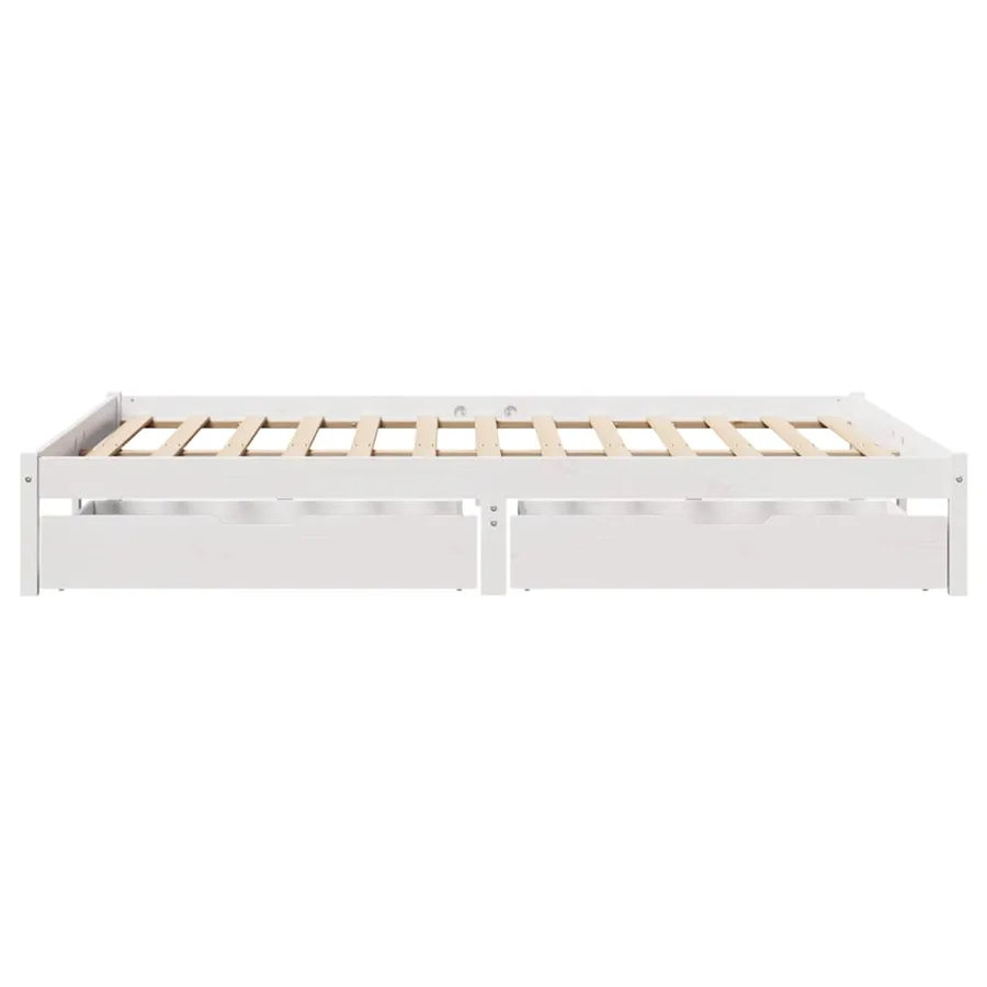 Cadre de lit sans matelas blanc 160x200 cm bois de pin massif - 5